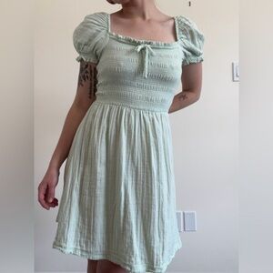 Mint Green Milkmaid Mini Dress